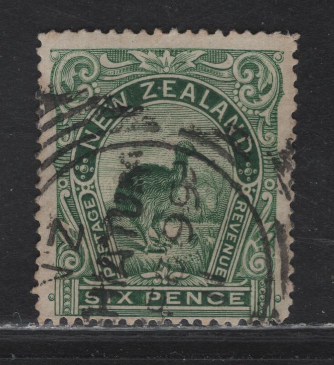 Lot 219 New Zealand (C)  SG#254 6d Deep Green , 1898 Waterlow Pictorial Issue, A Fine Used Single, Unwatermarked, Perf 12-16