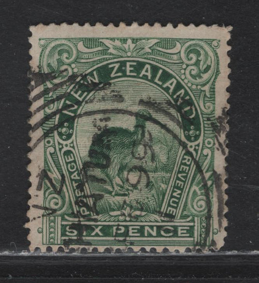 Lot 219 New Zealand (C)  SG#254 6d Deep Green , 1898 Waterlow Pictorial Issue, A Fine Used Single, Unwatermarked, Perf 12-16