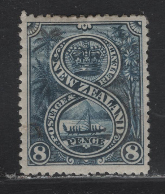 Lot 220 New Zealand  (C) SG#255 8d Indigo , 1898 Waterlow Pictorial Issue, A VFOG Single, Unwatermarked, Perf 12-16