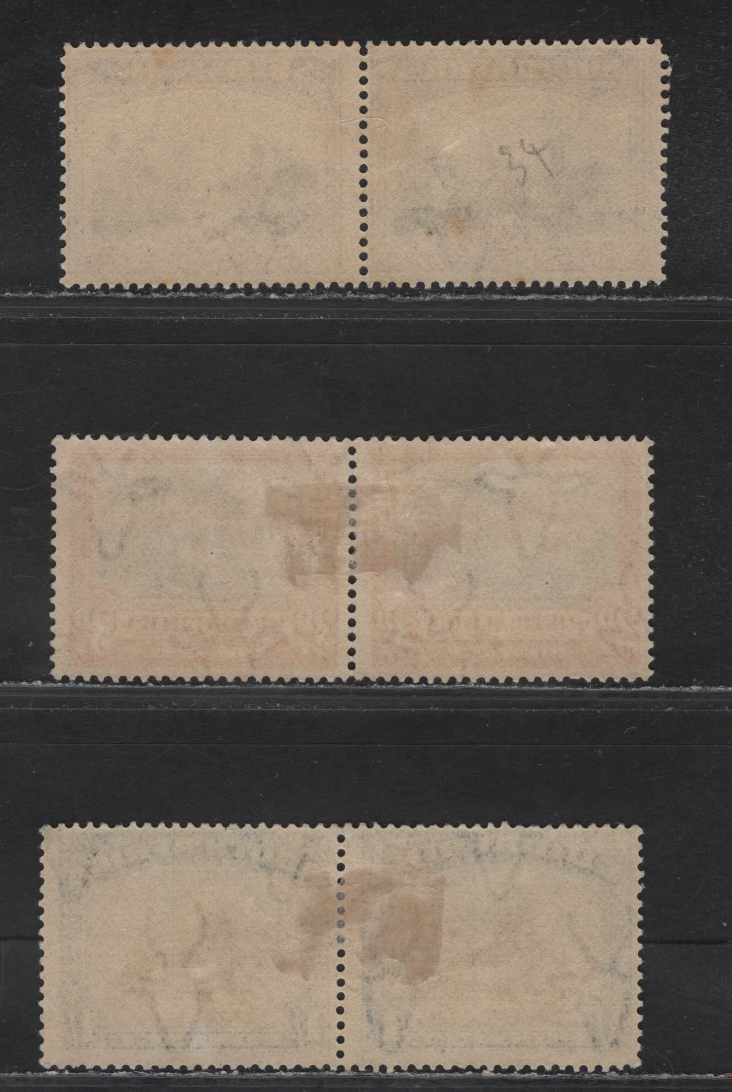 Lot 229 South Africa (C)  SG#34-36 2d - 1/- Gray & Maroon - Brown & Deep Blue , 1927-1930 Engraved Pictorial Issue, 3 FOG Pairs, Perf 14