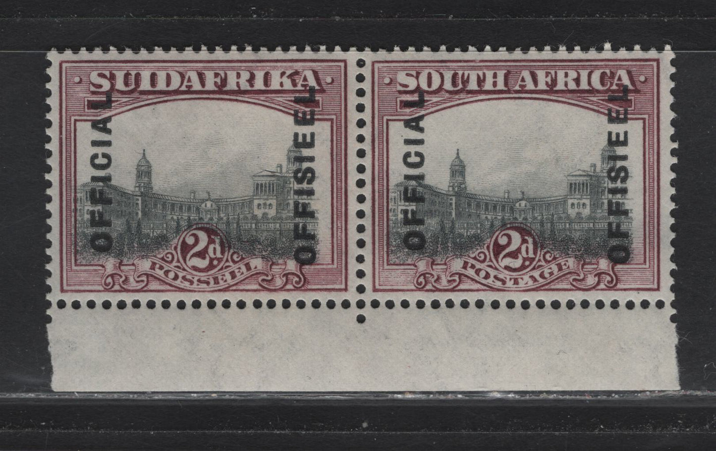 Lot 235 South Africa (C)  SG#O5 2d - 1/- Gray & Maroon , 1928-1930 Recess Printed Pictorial Issue, A VFOG Single