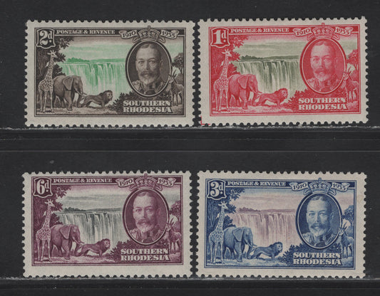 Lot 238 Southern Rhodesia (C)  SG#31-34 1d - 6d Olive & Rose Carmine - Black & Purple , 1935 Silver Jubilee Issue, 4 F/VFOG Singles