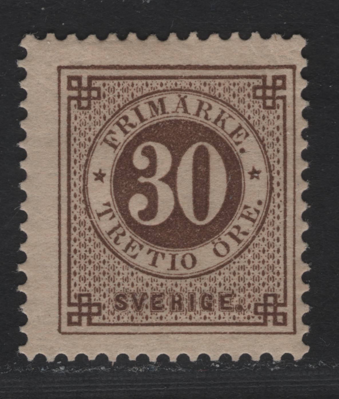 Lot 24 Sweden SC#47 30o Olive Brown Numeral, 1886-1891 Numeral Issue, A FOG Single