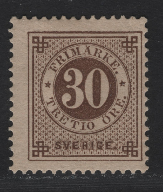 Lot 24 Sweden SC#47 30o Olive Brown Numeral, 1886-1891 Numeral Issue, A FOG Single