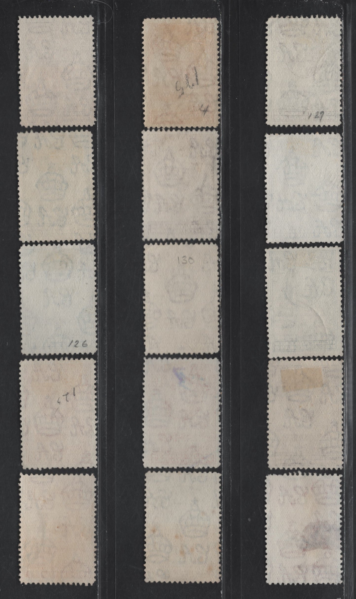 Lot 277 Bechuanaland (C) SG#119, 120-a, 121-124a, 125 1d - 1/- Scarlet - Black & Brown Olive , 1938-1982 KGVI Baobab Tree & Cattle Issue, 15 Very Fine Used Singles, 1938, 1942, 1945-1946, 1948-1949 & 1952 Printings
