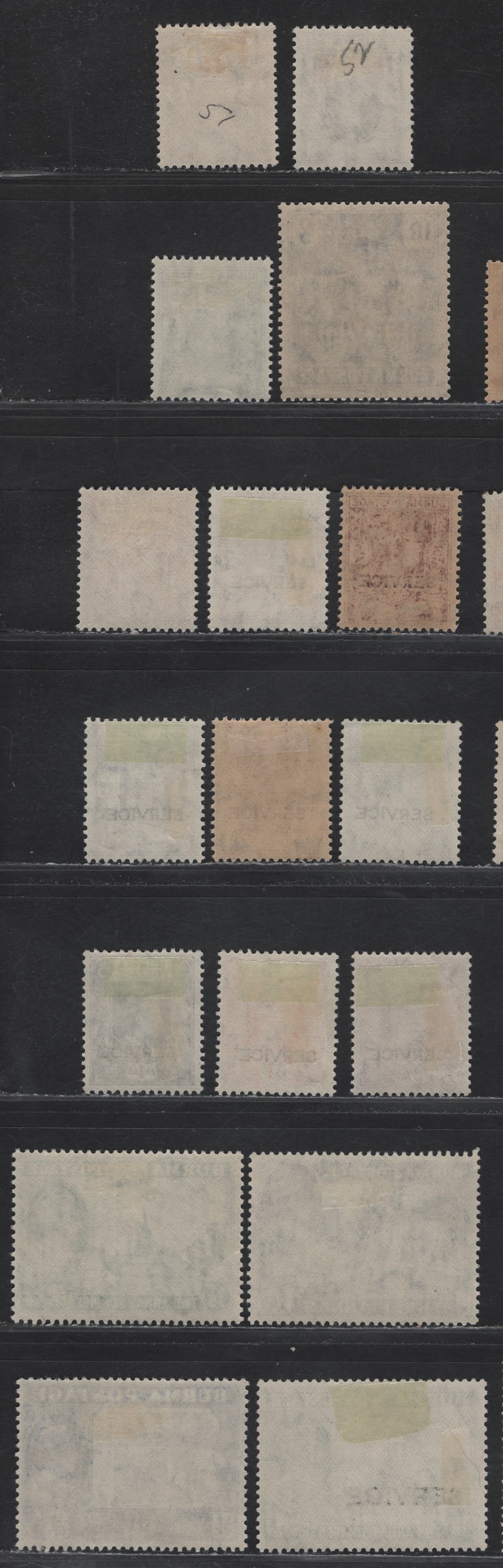 Lot 285 Burma (C)SG#51-53, 56-57b, O28-O34 3p -2a6p Brown - Greenish Blue , 1939-1946 British Civil Administration Pictorials - Service Overprints, 17 F/VFOG Singles, Some Shade Varieties