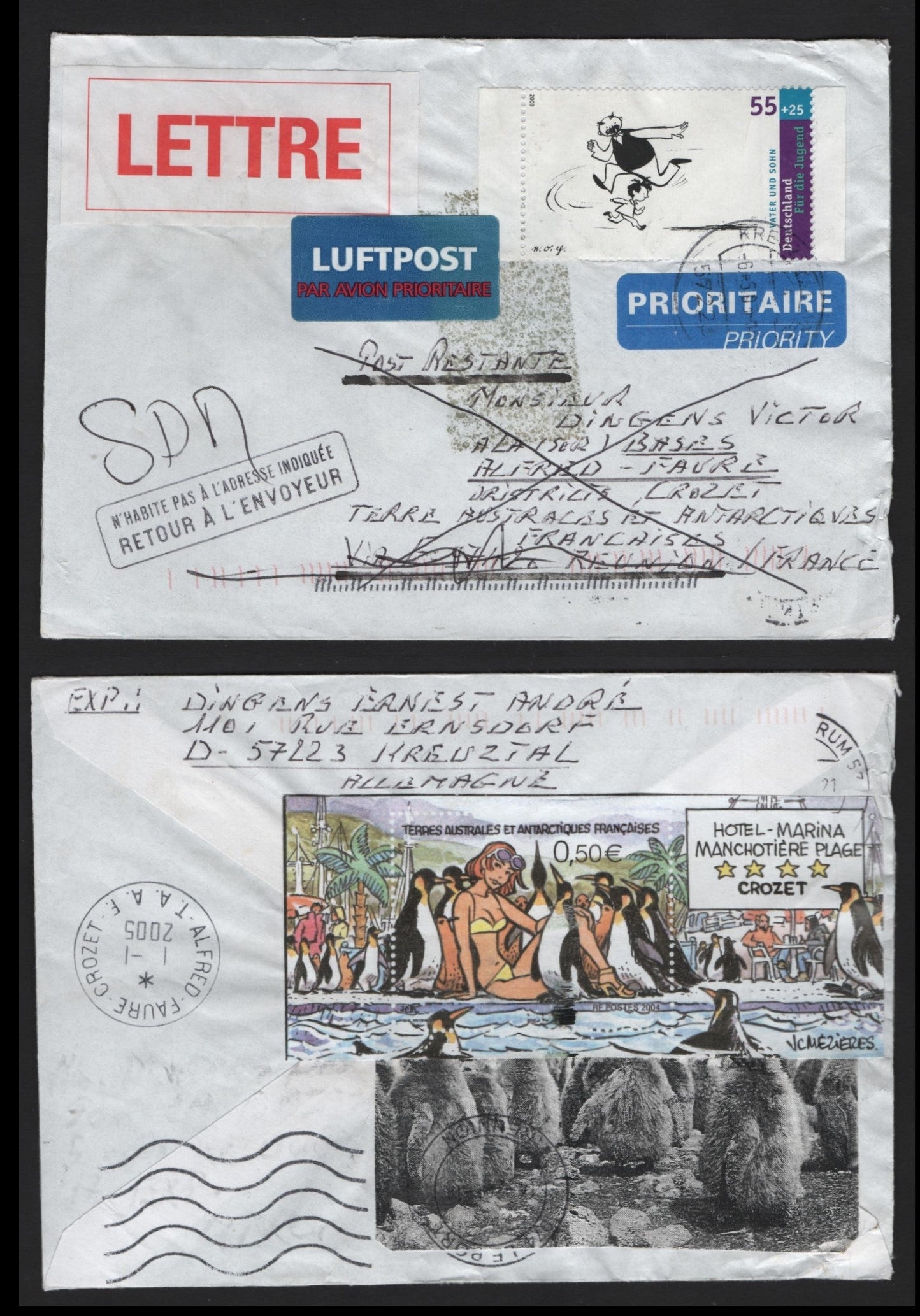 Lot 295 Germany (C) 2003 FSAT Cover, A Very Fine Used Cover, Returned Cover Sent To French Southern Antarctic Territory