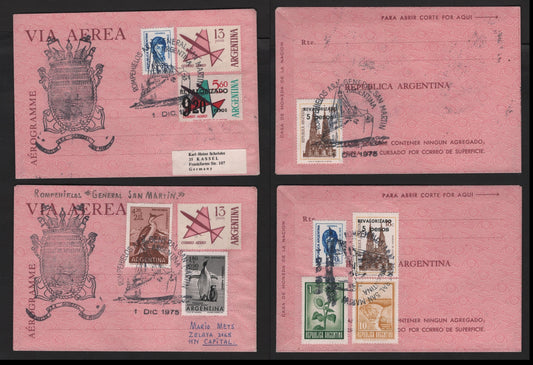 Lot 313 Argentina (C) 1975 Airletters, 2 Very Fine Used Covers, ARA General San Marin Icebreaker, Addressed To Germany, Commemorative Cancels.