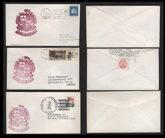 Lot 319 United States (C) 1969 & 1975 Operation Deep Freeze, 3 Very Fine Used Covers, Different Frankings With US Navy Operation Deep Freeze & Pole Station Antarctica Cancels