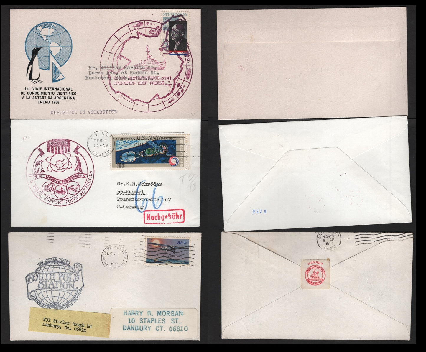 Lot 321 United States (C) 1966, 1975 & 1977 Operation Deep Freeze, 3 Very Fine Used Covers, US Naval Support Force & South Pole Station Commemorative Covers, Different Cachets