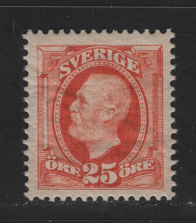 Lot 33 Sweden SC#61 25o Orange King Oscar II, 1891-1904 King Oscar II & Numeral Issue, A VFOG Single