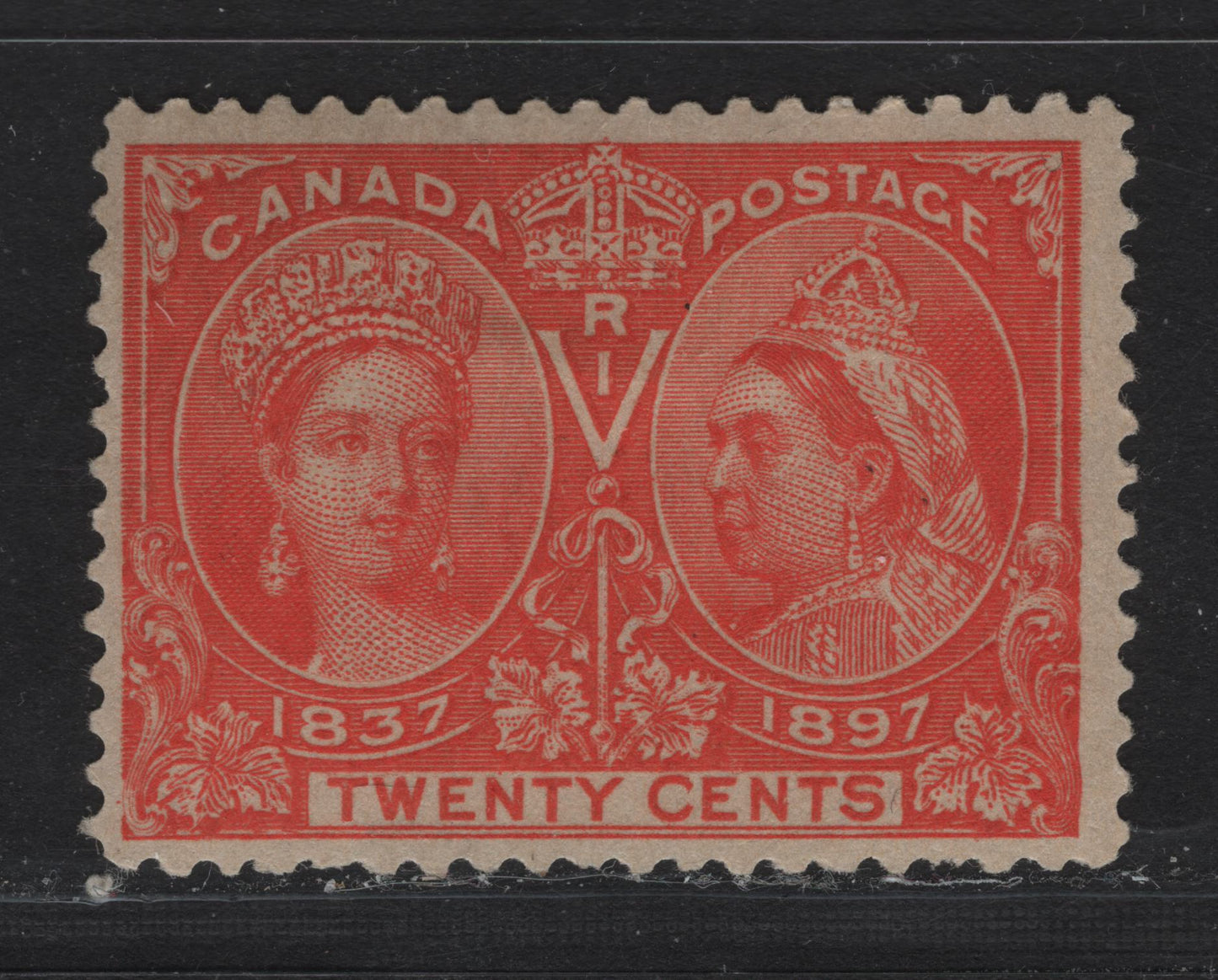 Lot 331 Canada (C)#59 20c Vermillion Queen Victoria, 1897 Diamond Jubilee Issue, A FOG Single, ABN-W Paper, Perf 12