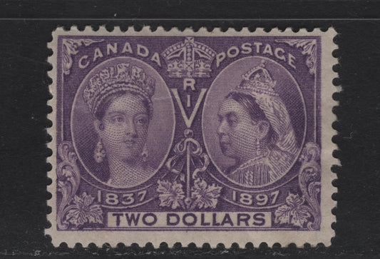 Lot 334 Canada #62 2 Violet Queen Victoria, 1897 Diamond Jubilee Issue, A Fine OG Single Small Internal Wrinkle, Beautiful, Unfaded Colour