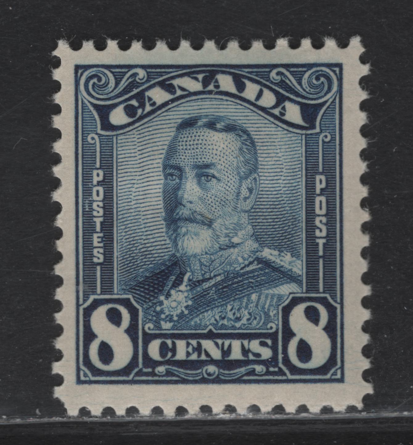 Lot 345 Canada #154 8c Deep Blue King George V, 1928-1929 Scroll Issue , A VFOG Single On ABN-M Paper