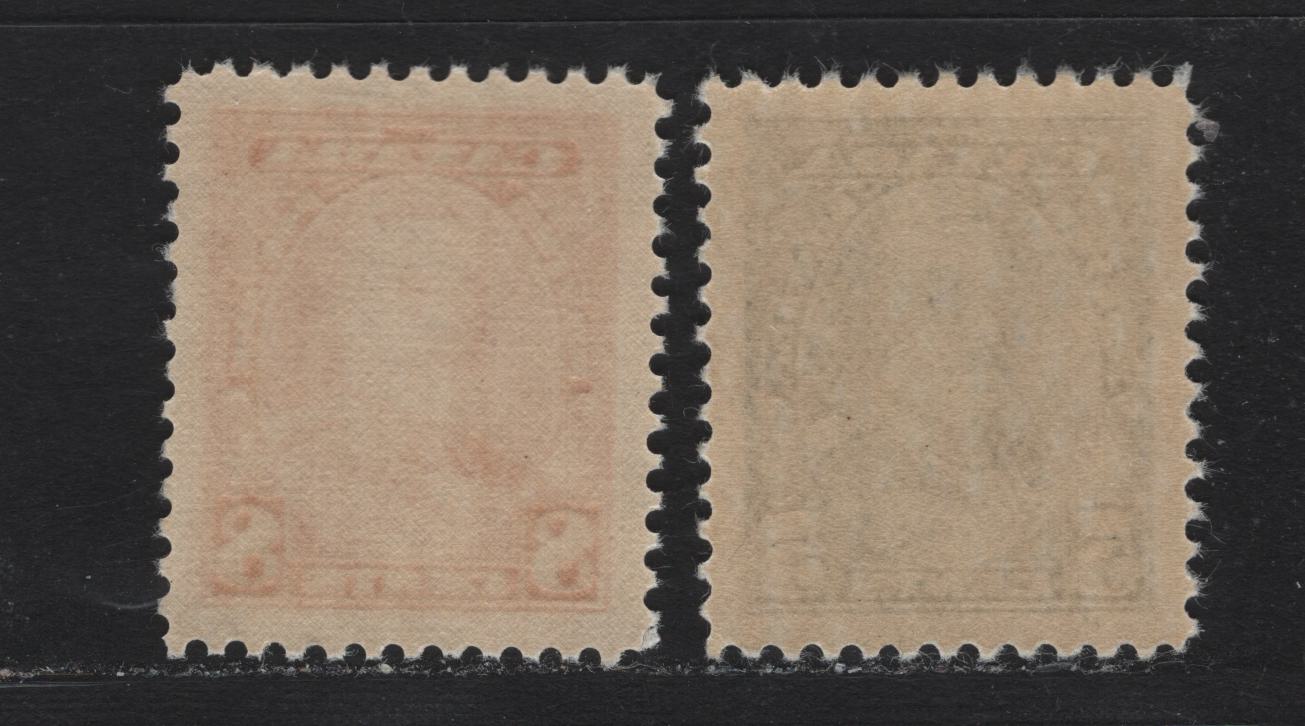 Lot 365 Canada #221-222 5c, 8c Deep Blue & Red Orange King George V, 1935-1937 Dated Die Issue Airmail, 2 VFNH Singles On CBN-IIII and CBN-JJJJ Papers, Unchecked as to Perf, These Are Different From The 5c & 8c In The Other Lots