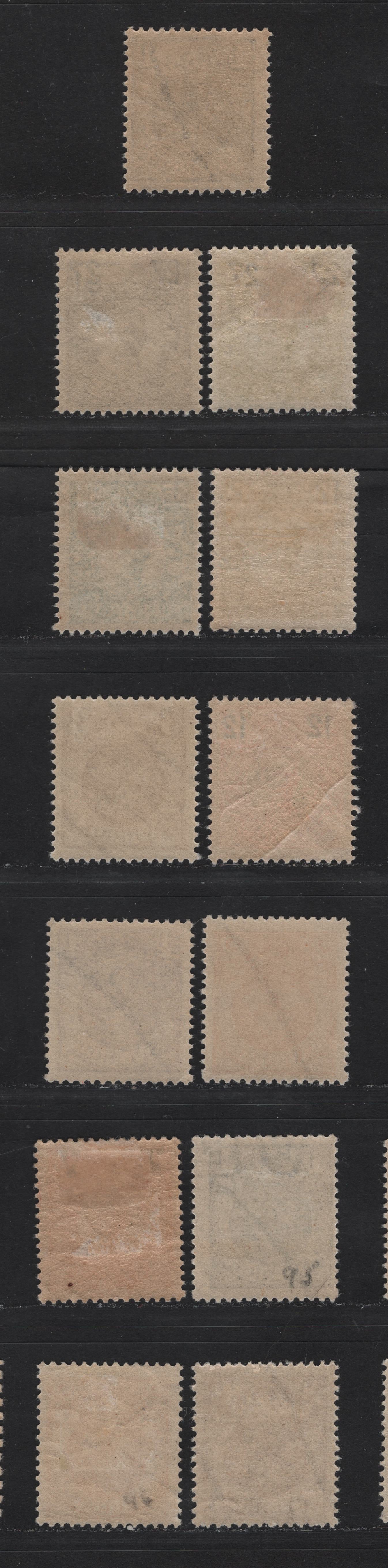 Lot 49 Sweden SC#95-104,var (Facit# 71-74,71cz, 72cz, 73cz) 1o - 27o on 80o Black Arms & Surcharges, 1911-1919 Arms & Surcharged Issue, 13 F/VFOG Singles, Including 1o, 2o & 3o With Additional KPV Wmk