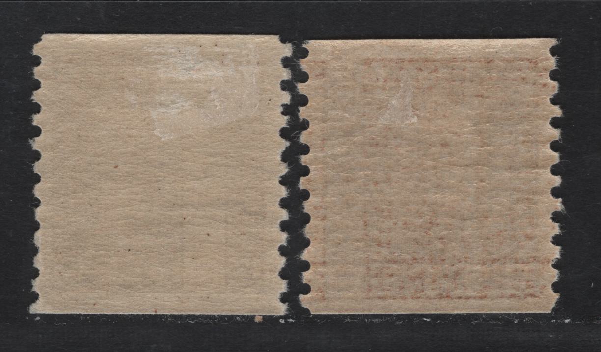 Lot 82 Sweden SC#184-185 (Facit# 191a, 192a) 45o - 50o Dull Brown - Olivish Gray King Gustaf V, 1921-1936 King Gustaf V Issue, 2 VFOG Singles, 45o On A1 Paper (Non-Translucent With Clear Mesh), 50o On Yellowish Paper With No Mesh