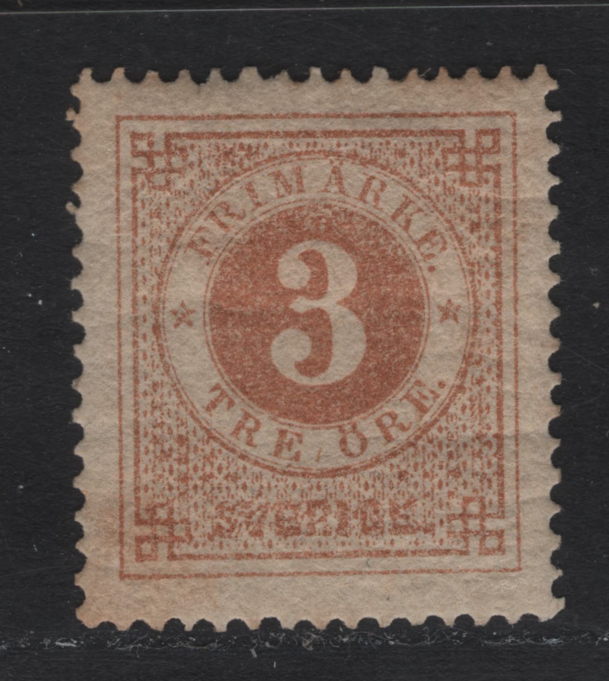 Lot 9 Sweden SC#17 (Facit #17g) 3o Dull Orange Brown Numeral, 1872-1877 Numeral Issue, A VFOG Single