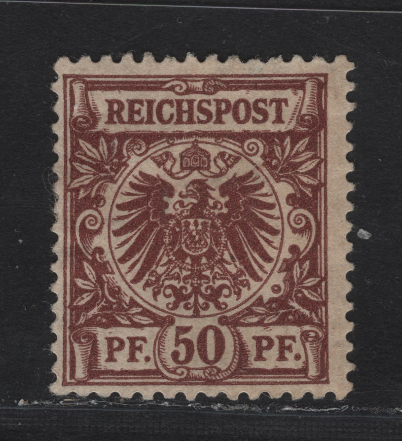 Lot 100 Germany SC#51 (Michel 50da) 50pf Lively Red Brown , 1889-1900 Numeral & Eagle Issue, A VGOG Single, Variant Of The Chocolate Shade, Very Small Thin At The Top