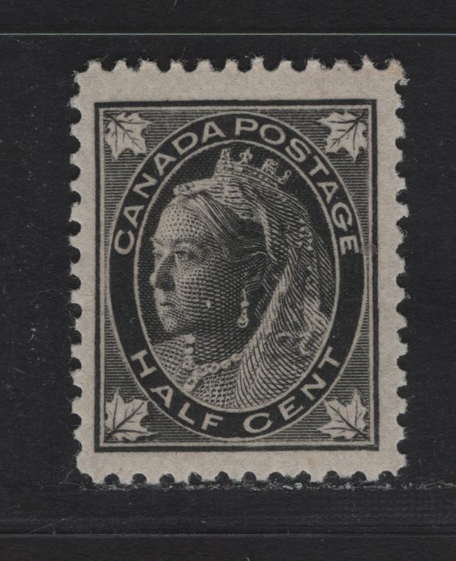 Lot 1 Canada (C) #66 1/2c Black Queen Victoria, 1897-1898 Maple Leaf Issue, A VFNH Single, ABN-A Paper, Perf 11.9, 17x21mm Design.