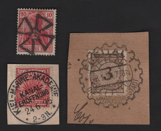 Lot 101 Germany SC#48, 68, 323 (Michel# 338b, 71, 47d) 10pf - 3pf Lively Red - Blackish Brown , 1889-1900 Numeral & Eagle Issue, 3 Fine/Very Fine Used Singles, Variety of Cancels