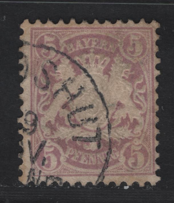 Lot 125 Bavaria SC#40 5pf Lilac , 1876-1878 Embossed Arms Issue, A Fine Used Single, Wavy Lines Wmk