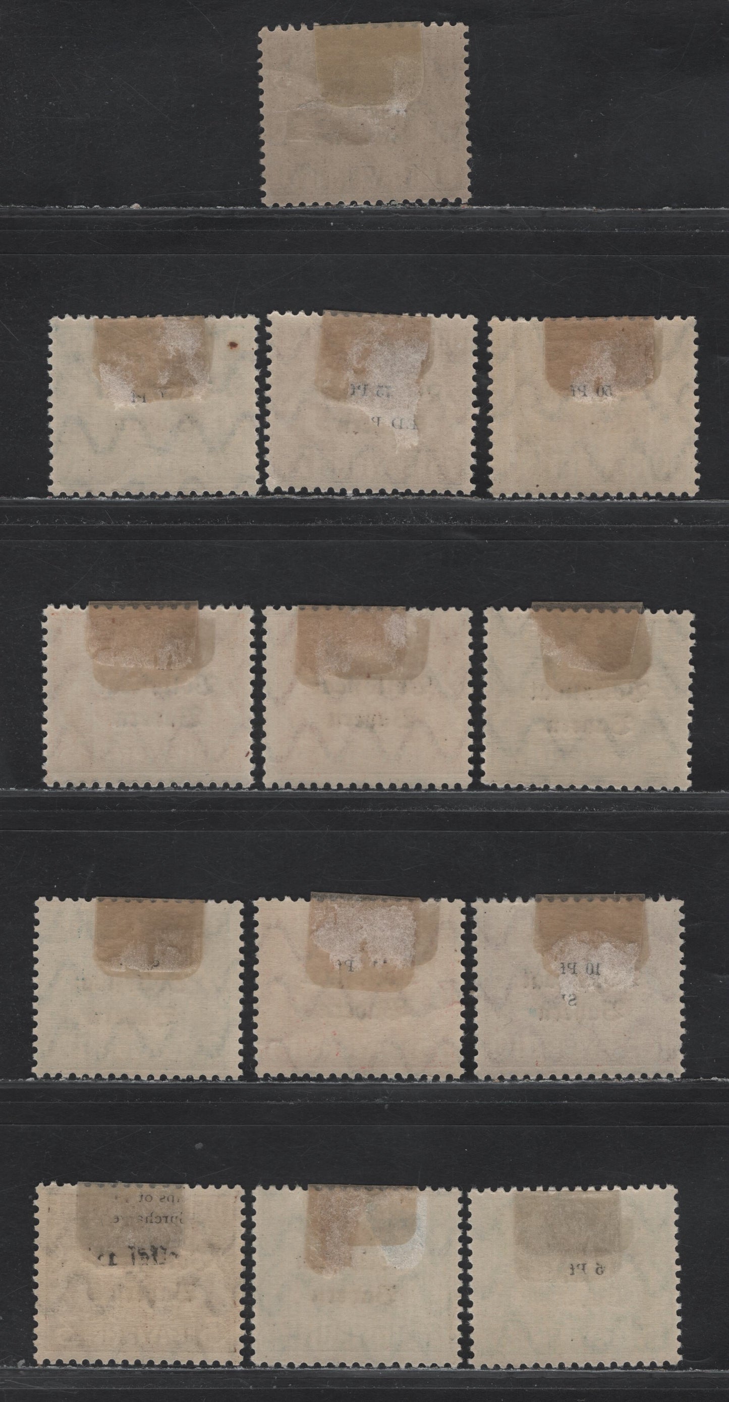 Lot 130 Bavaria SC#O20/O32 3pf - 1m Bistre Brown - Dull Violet & Gray , 1918 Plebiscite Overprinted Official Issue, 13 VG/F/VFOG Singles, Small Hinge Thin On 7.5pf