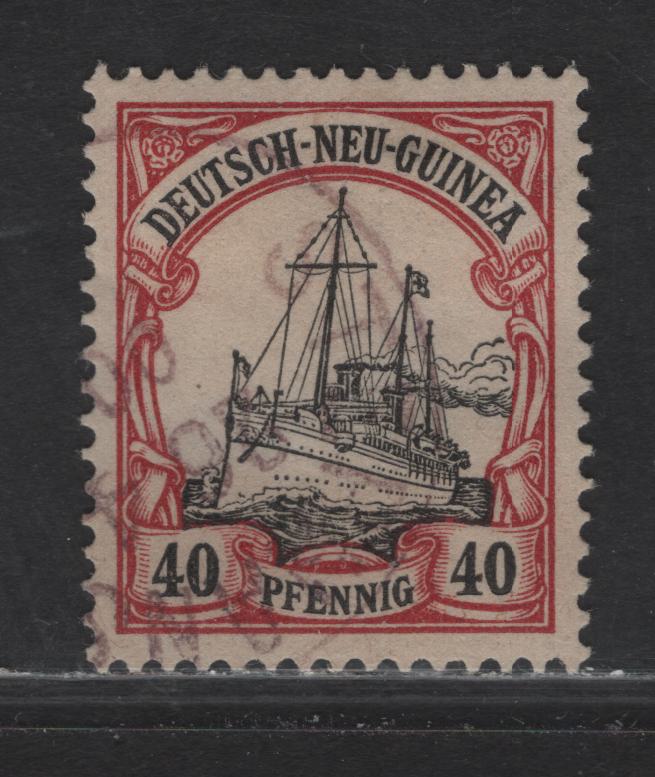 Lot 132 German New Guinea SC#13 40pf Lake & Black , 1901 Kaiser Yacht Issue, A Very Fine Used Single, Unwatermarked, Forged Cancel, Dated 1899