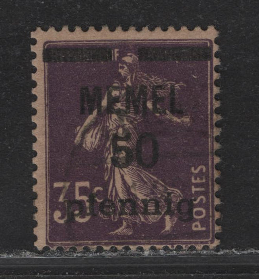 Lot 146 Memel SC#23 (Michel 23b) 50pf on 3sc Violet , 1920 Overprinted Sower Issue, A Fine Used Single, GC Paper
