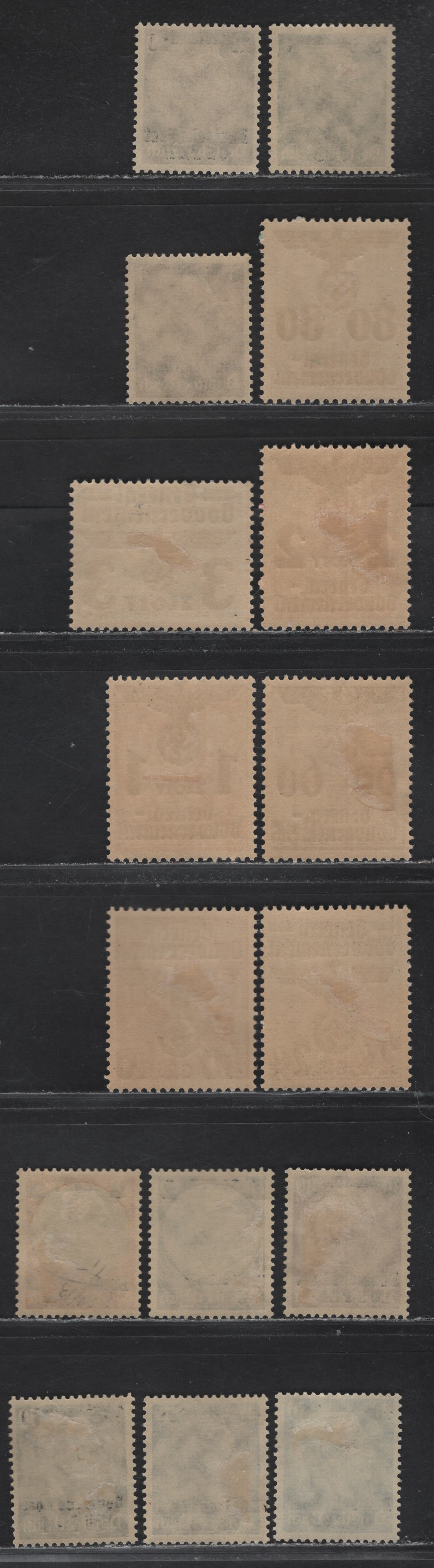 Lot 150 German Occupation of Poland SC#N17/N29, N30/N47 6g on 3pf - 3z on 3z Bistre Brown - Gray Black , 1939-1940 Overprinted Hindenburg - Polish Issues, 16 F/VFOG Singles