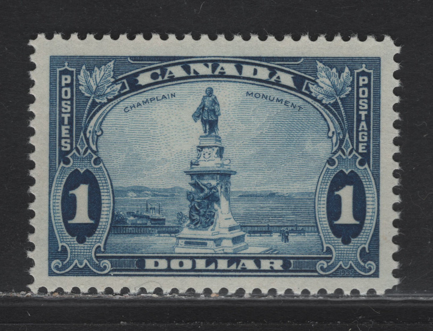 Lot 15 Canada (C) #227 $1 Blue Champlain Statue, 1935 KGV Pictorial Issue, A VFNH Single, CBN-U Paper, Perf 11.9, Completely Different Printing In Every Way From The Examples Offered A Few Weeks Ago.