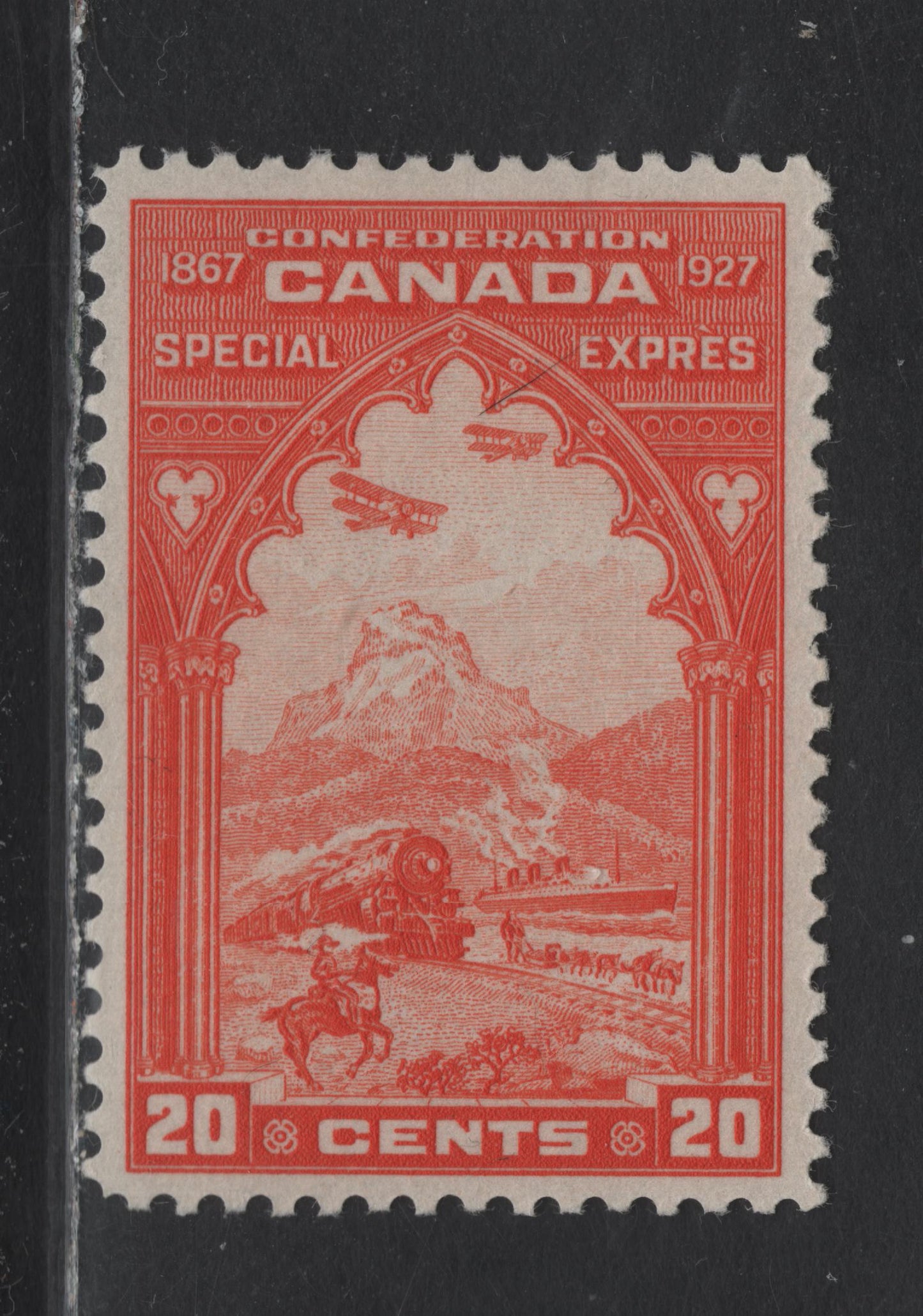 Lot 17 Canada (C) #E3 20c Deep Red Orange , 1927 Special Delivery Issue, A VFOG Single, ABN-Q Paper