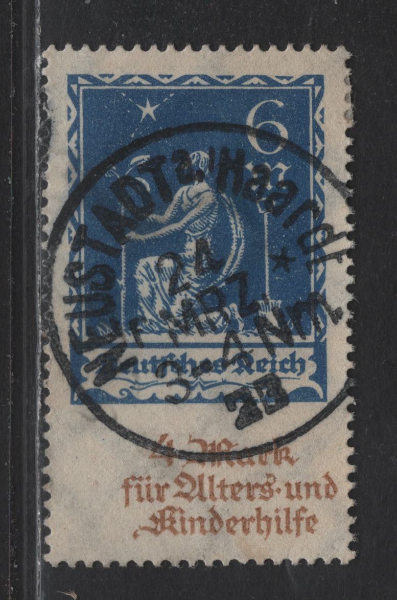 Lot 172 Germany SC#B3 6m+4m Ultramarine & Brown , 1922 Semi Postal Issue, A Very Fine Used Single