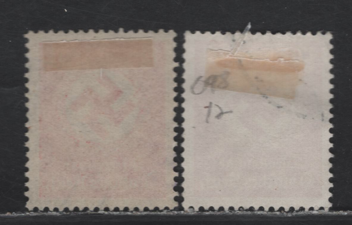 Lot 205 Germany SC#O86a, O988a 12pf Bright Carmine - Rose Carmine , 1934-1942 Swastika Official Issues, 2 Very Fine Used Singles, Two Scarcer Varieties Of The 12pf, Missing From Most Collections We See