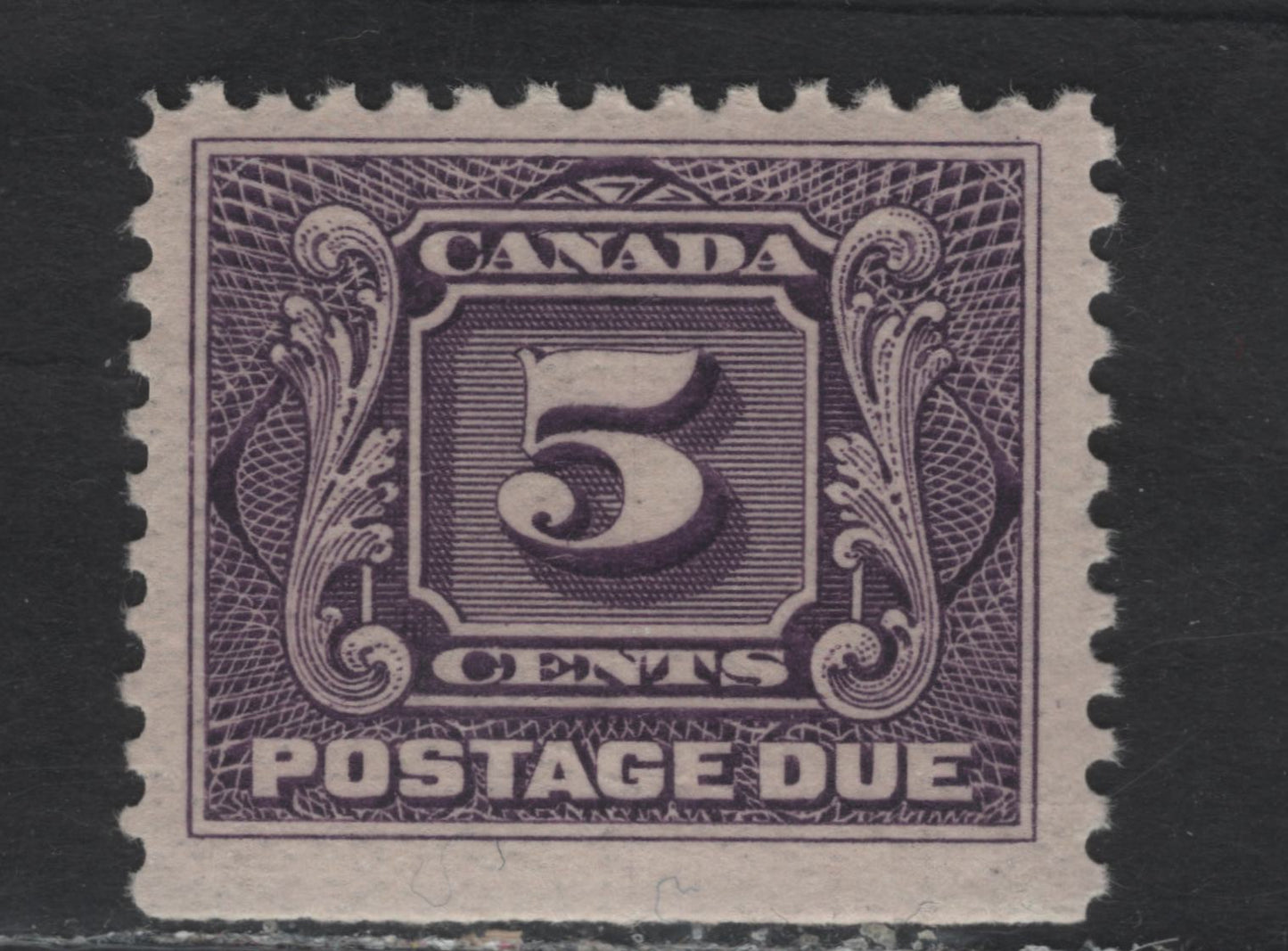 Lot 22 Canada (C) #J4a 5c Pale Purple Numeral, 1906-1928 1st Postage Due, A VFNH Bottom Sheet Margin Single, ABN-SSSS Paper, Perf 11.9x12
