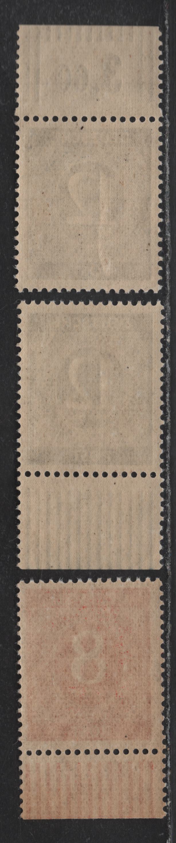 Lot 222 Germany SC#536, 538 (Michel# 917aW0R, 920aW0R) 8pf Orange Red & Deep Gray , 1946 Numeral Issue, 3 VFNH Singles, Rotary Press, Sheet Margin Counter Tabs