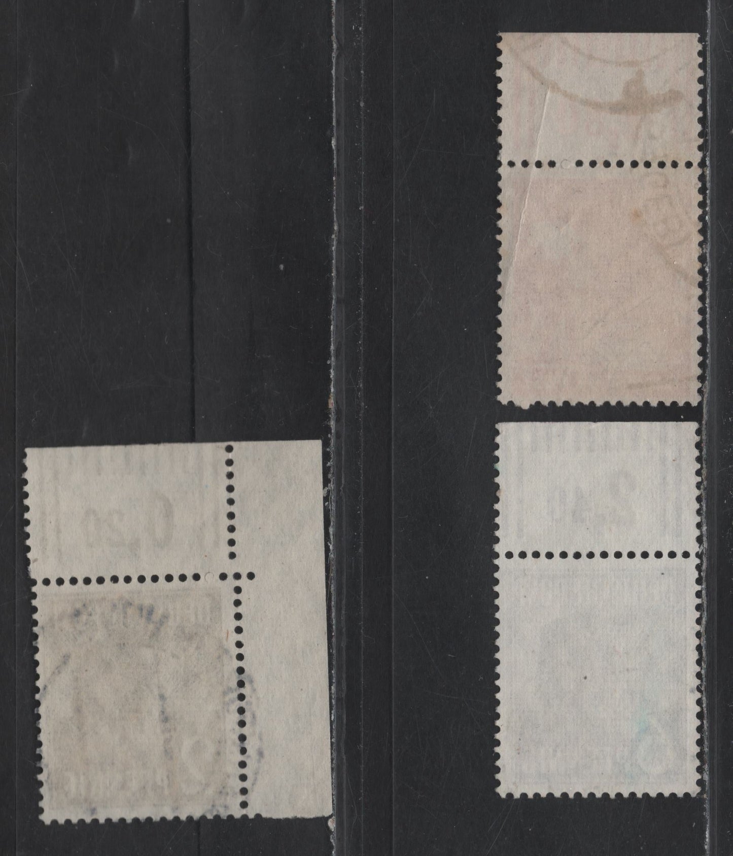 Lot 228 Germany Michel#943W0R, 944aWoR, 945aW0R (SC# 557-559) 2pf - 6pf Black Gray Brown - Dark Violet , 1948 Pictorial Issue, 3 Fine/Very Fine Used Top Sheet Margin Singles, Attached Tabs