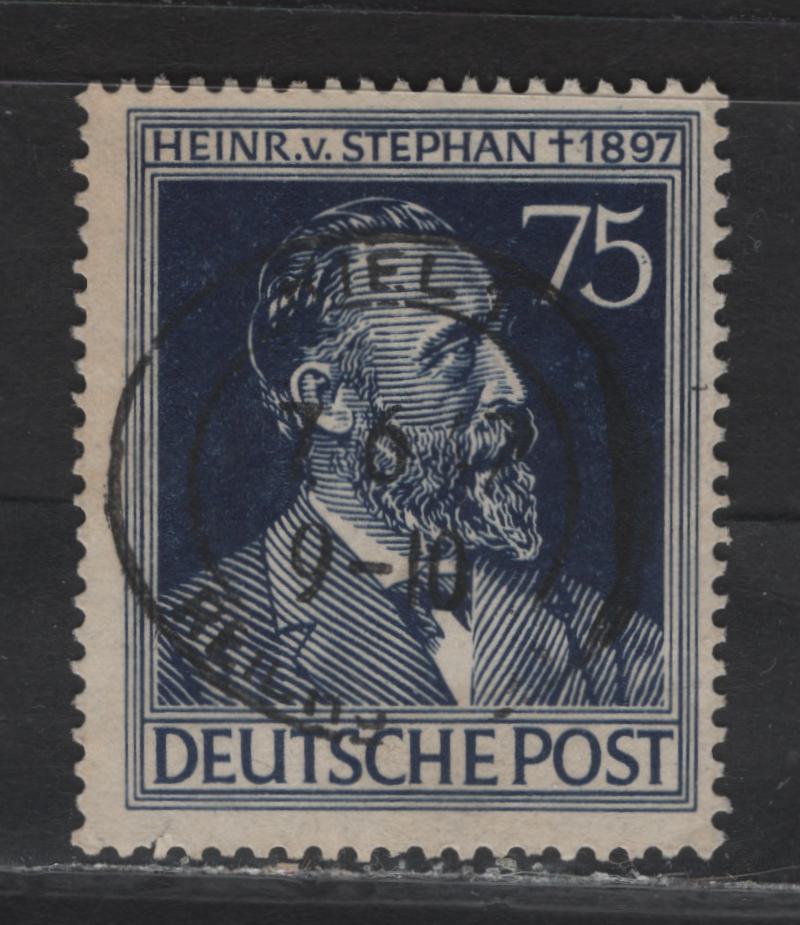 Lot 237 Germany Michel#964b (SC# 579var) 75pf Blackish Blue Violet , 1947 50th Anniv of Von Stephen, A Fine Used Single, Rare & Elusive Shade, Which Has Never Been Offered Before