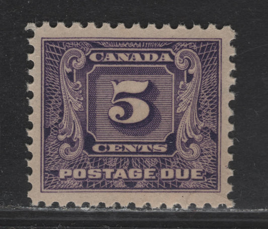 Lot 24 Canada (C) #J9 5c Bluish Violet Numeral, 1930-1932 2nd Postage Due, A VFNH Single, BABN-B Paper, Perf 10.85
