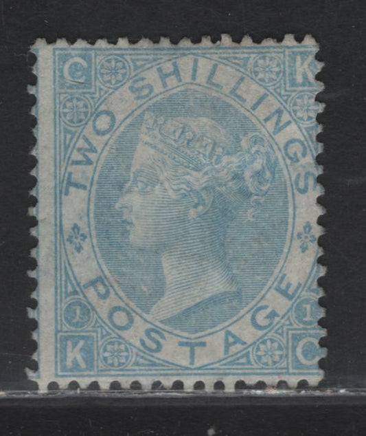 Lot 252 Great Britain #120b 2/-  Milky Blue Queen Victoria, 1867-1880 Surface Printed Issue With Large White Corner Letters, A VG Unused Single No Gum, See Description Regarding Shade, Also Checked Under UV With No Signs Of Cleaning, Cat 24,000 GBP!