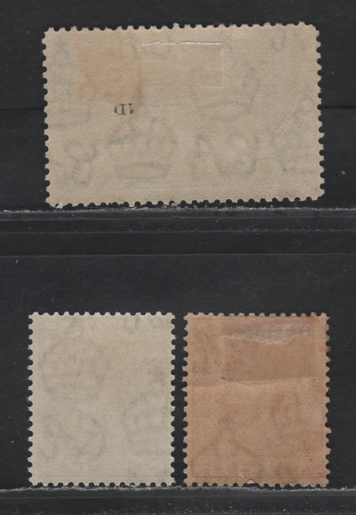 Lot 261 Bahamas (C) #151, 152b, 159 1.5d-6d Red Brown - Olive Green & Light Blue, 1938-1952  King George VI Definitive Issue, 3 Fine & VFOG Singles 1938 & 1941 Printings On Smooth Paper, With Toned Gum & Opaque Paper With Gum Having Random Crazing