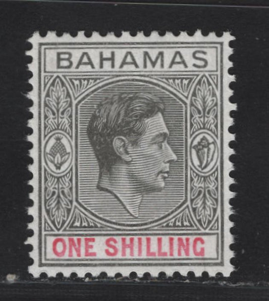Lot 264 Bahamas (C) #155c 1/- Grey Black & Bright Crimson King George VI, 1938-1952  King George VI Definitive Issue, A VFNH Single The 1944 Printing On Ordinary Paper