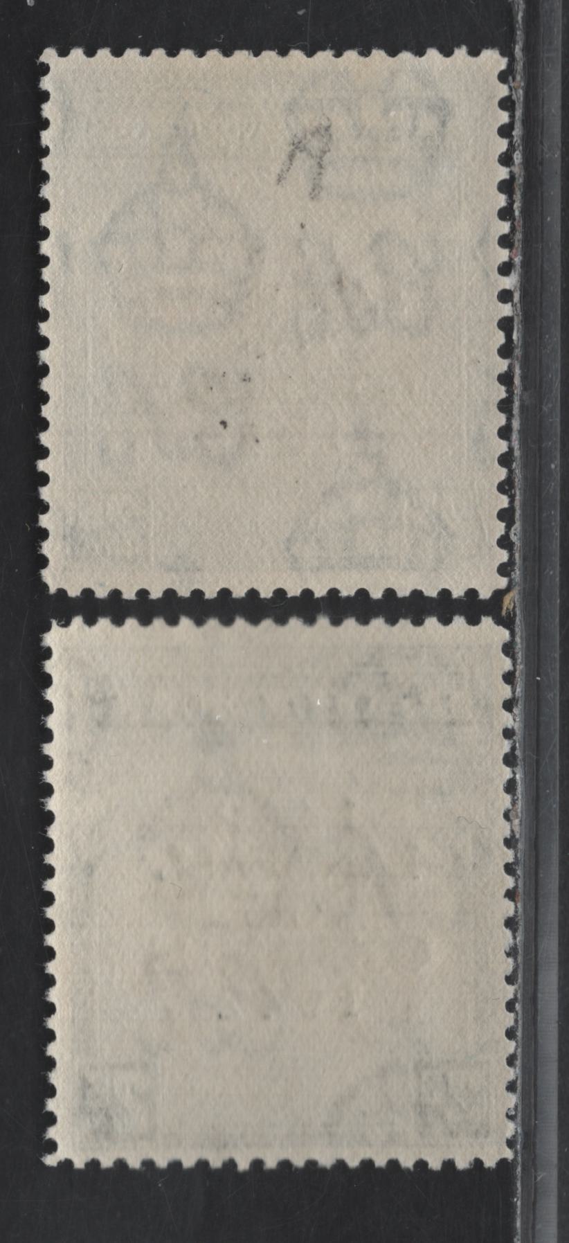 Lot 273 Bahamas (C) #172, 172b 2/-  Slate Purple & Indigo And Brownish Black & Steel Blue Badge Of The Colony, 1942-1945 Landfall Of Columbus Issue, 2 VFOG & VFNH Singles Overprinted 1942 & 1944 Printings