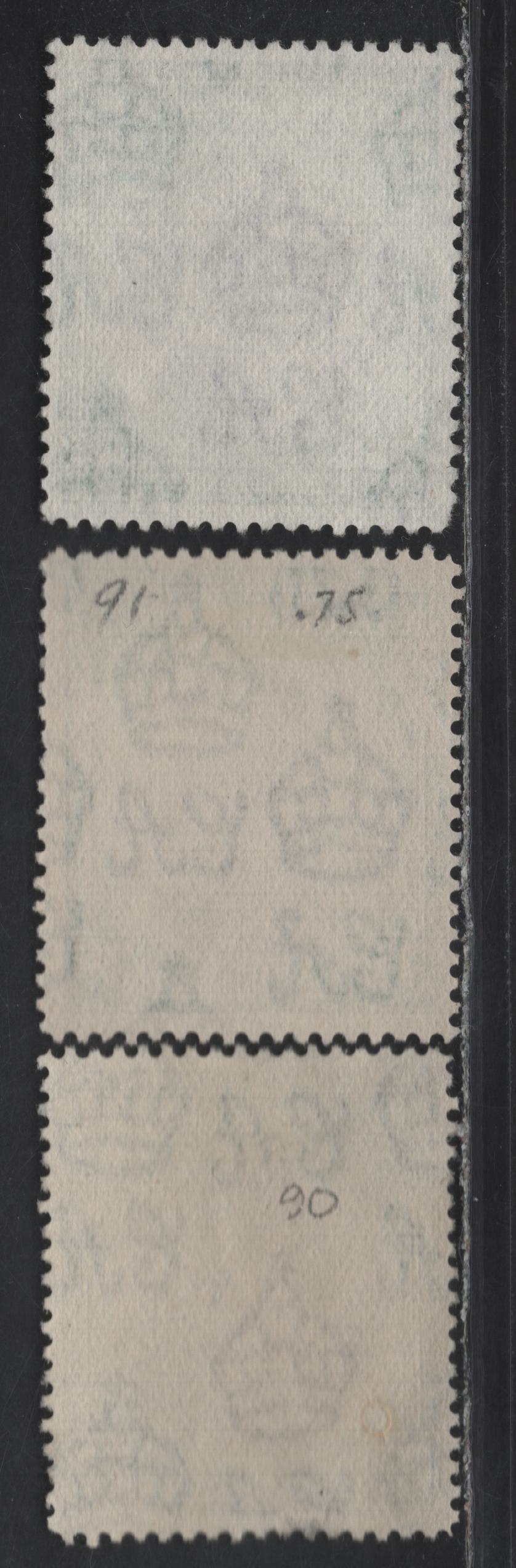 Lot 275 Bahamas (C) #131b, 132a 2/- & 3/- Brownish Black & Indigo And Brownish Black & Green.  1938-1952  King George VI Definitive Issue, 3 Fine & VF Used Singles 1943 & 1952 Printings On Opaque Paper With Visible Wmk And On Paper With Cross-Hatched Mesh