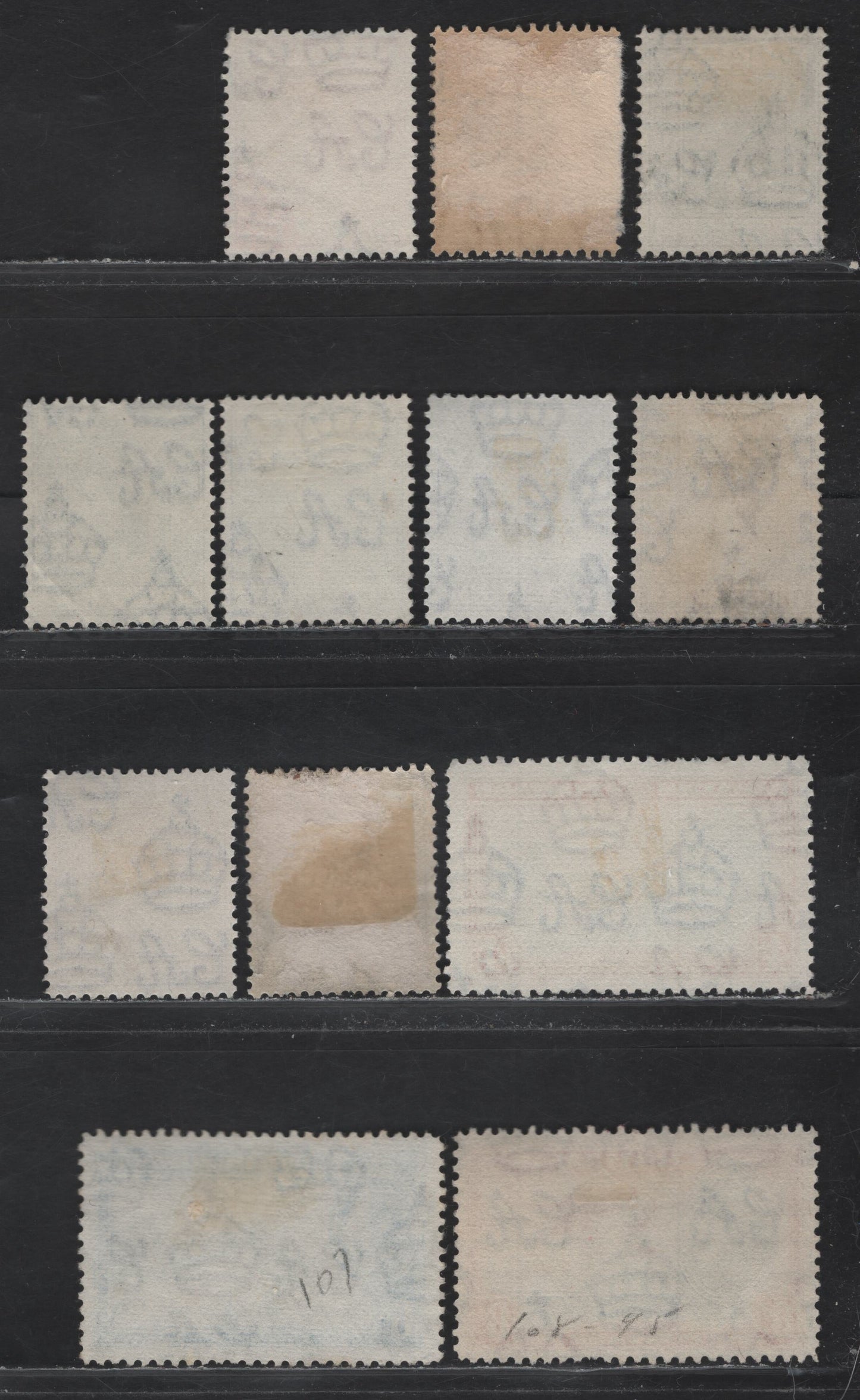 Lot 276 Bahamas (C) #150, 151-154, 158-160 1d-8d Carmine - Scarlet & Ultramarine King George VI - Flamingoes, 1938-1952  King George VI Definitive Issue, 12 Fine & VF Used Singles 1938 Printings On Opaque Paper, With Visible Wmk, Shade Variations