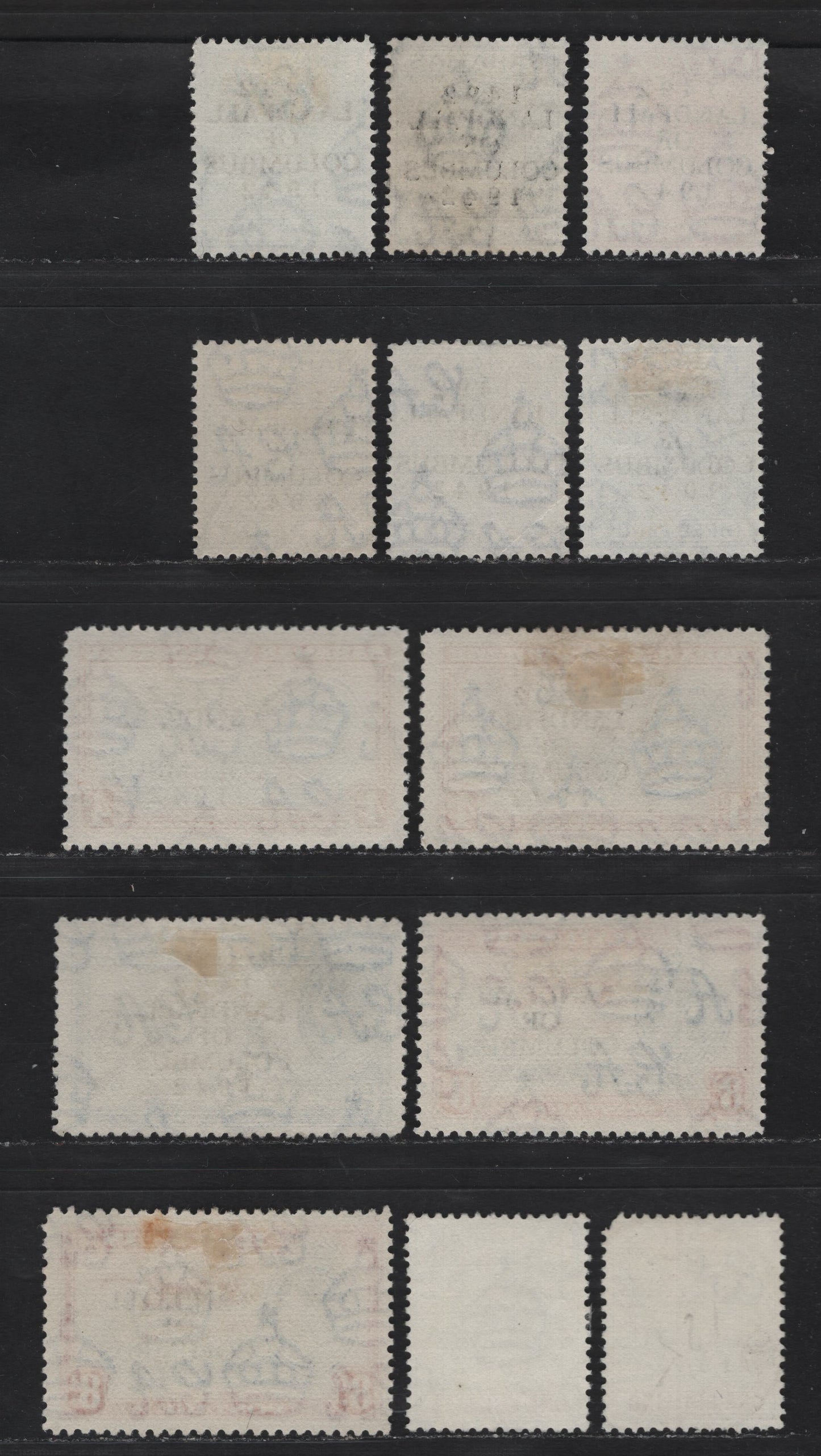 Lot 284 Bahamas (C)SG#162/171b 1/2d - 1/- Green - Blackand Bright Crimson , 1942 Columbus Issue, 13 Fine/Very Fine Used Singles, 1942-44 Printings Of The Basic Keyplate Stamps & Engraved Designs With Clearer Wmk