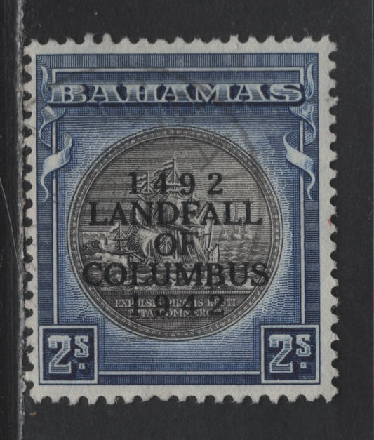 Lot 289 Bahamas (C)SG#172b 2/- Brownish Black & Steel Blue , 1942 Columbus Issue, A Fine Used Single, 1944 Printing With Clear Watermark