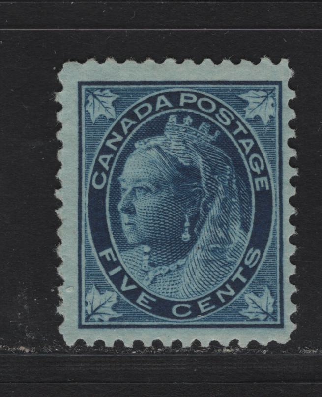 Lot 3 Canada (C) #70 5c Dark Blue Queen Victoria, 1897-1898 Maple Leaf Issue, A FOG Single, ABN-HH Paper, Perf 12, 16.8x20.9mm Design.