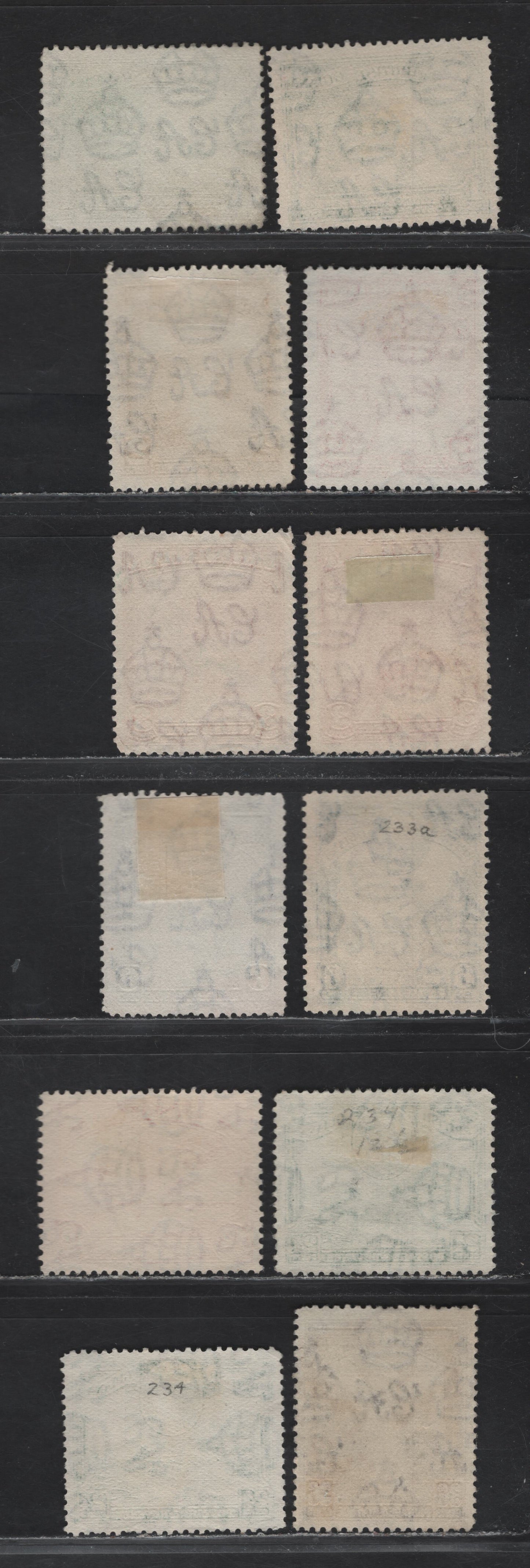 Lot 305 British Guiana SG#290, 293, 308a, 309, 311, 312a, 313 3c - 36c Scarlet - Bright Violet , 1934-1952 KGVI Pictorial Issues, 12 Fine/Very Fine Used Singles, 1944 Printings On Translucent Wove Paper With Clearly Visible Wmk, Shade Variations