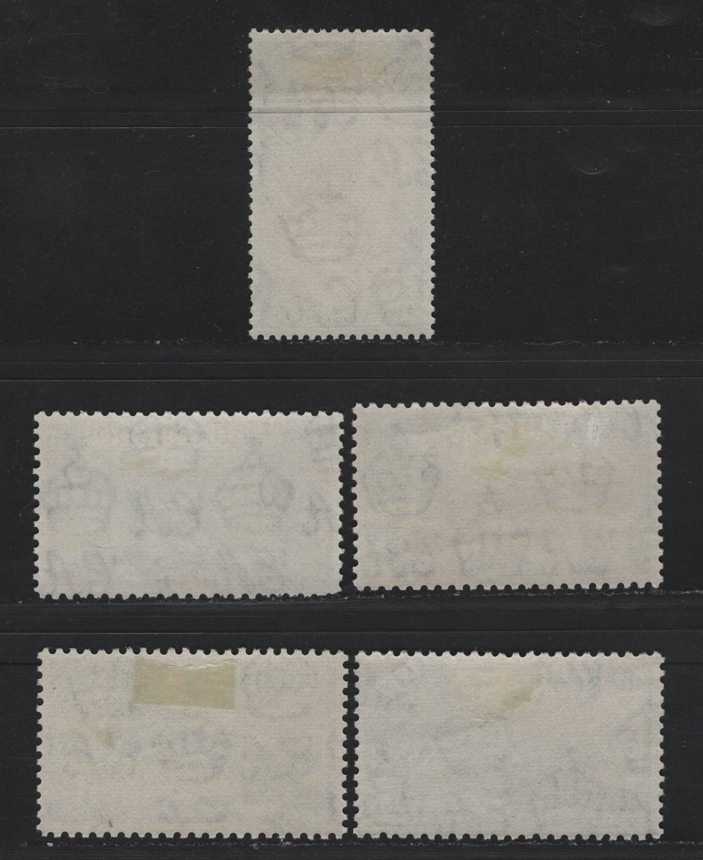 Lot 339 Barbados (C) #271, 273, 276, 281 1c-$1.20 Indigo - Carmine & Olive Green Dover Fort - Map & Wireless Mast, 1950-1952 King George VI Pictorial Issue, 5 VFOG Singles 1952 Printings On Paper Showing Cross-Hatched Mesh